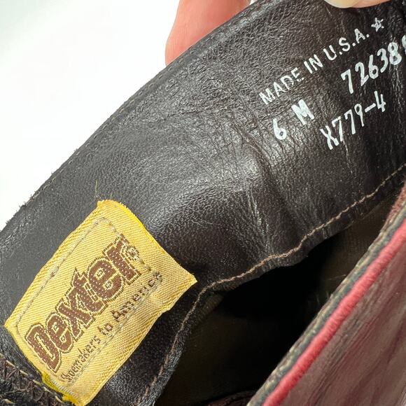 Vtg 70s Dexter Campus Boots Women 6 Burgundy Leather Tall Stacked High Heel READ - Picture 7 of 8